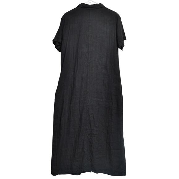Sunbelt 100% Linen Black Button Down Maxi Shirt Dress Medium (Runs Very Large) - Picture 2 of 10